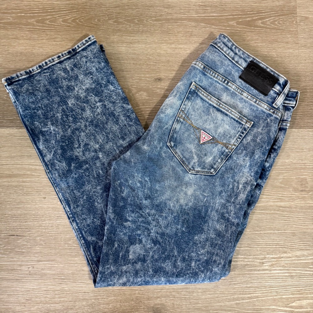 Guess Modern Boot Jeans Mens 34x32 Blue Acid Wash M2GA2222AL0